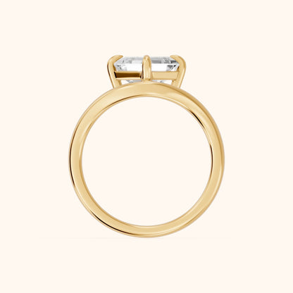 Seraphina Criss Cross  Asscher Diamond Engagement Ring in Yellow Gold - FingerView