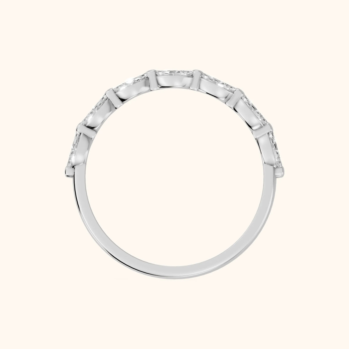 Corina Shared Prong Marquise Diamond Half Eternity Band in Silver - FingerView