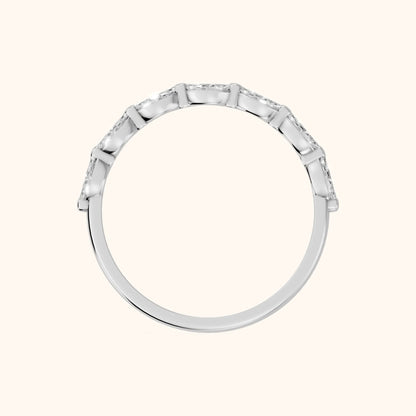 Corina Shared Prong Marquise Diamond Half Eternity Band in Silver - FingerView