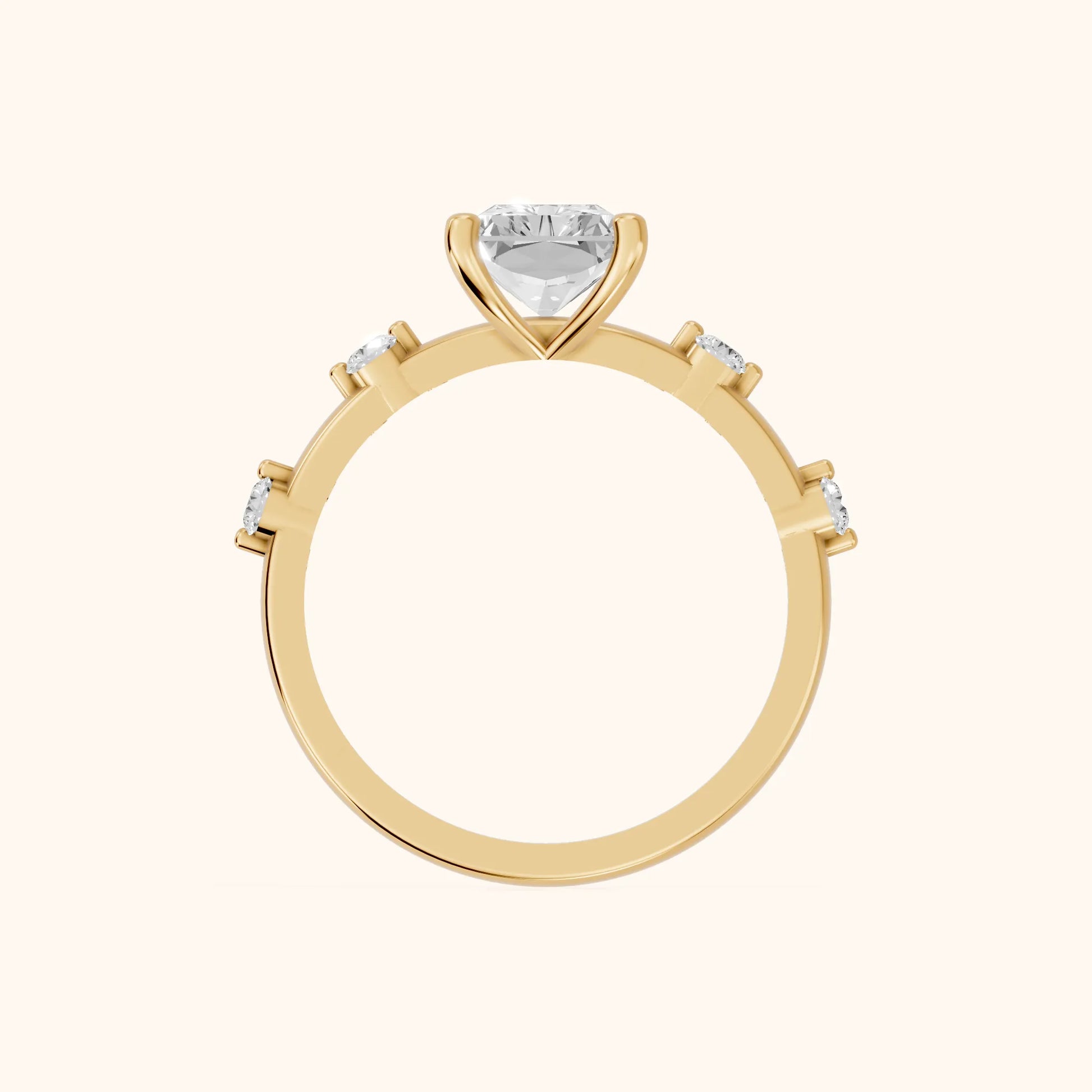 Elena Radiance Radiant Diamond Engagement Ring in Yellow Gold - FingerView