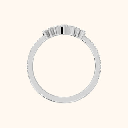 Diya Contour Pear & Round Diamond Stackable Ring in White Gold - FingerView
