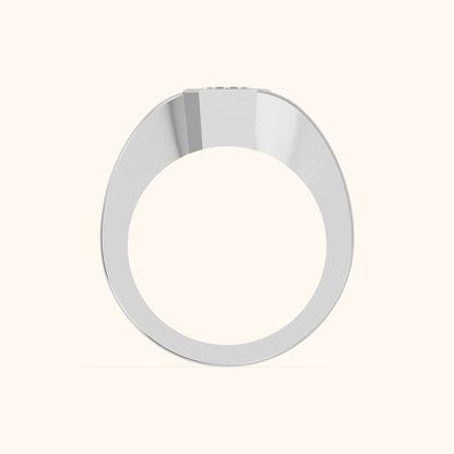 Frances Partial Bezel Bypass Emerald Diamond Engagement Ring in White Gold - FingerView.webp