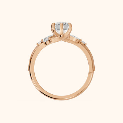 Joanna Milgrain Twist Emerald Diamond Engagement Ring in Rose Gold - FingerView.webp