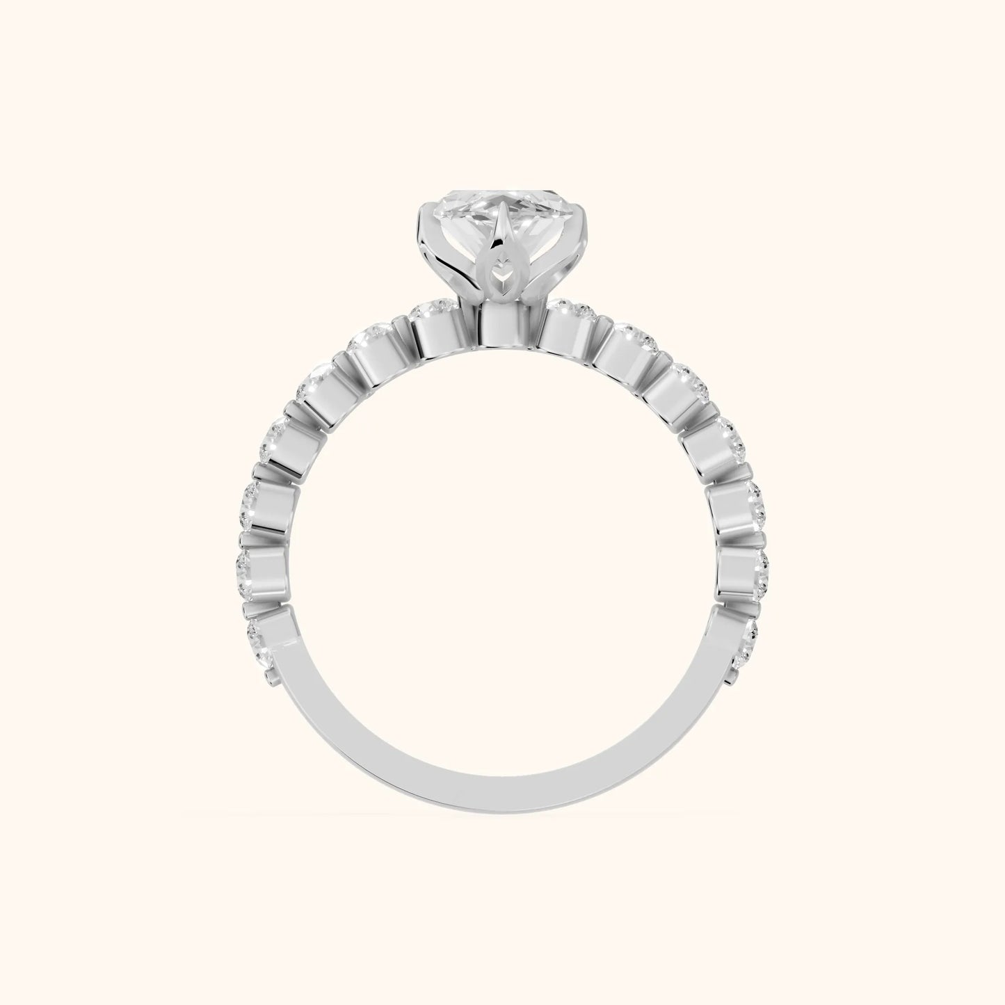 Eleanor Majesty Side Stone Marquise Diamond Engagement Ring in Platinum - FingerView