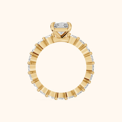 Piper Sidestone Radiant Diamond Engagement Ring in Yellow Gold - FingerView.webp