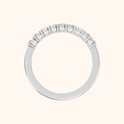 Daniela Shared Prong Round Diamond Half Eternity Band in Silver - FingerView