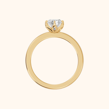 Serena Blossom Solitaire Oval Diamond Engagement Ring in Yellow Gold - FingerView