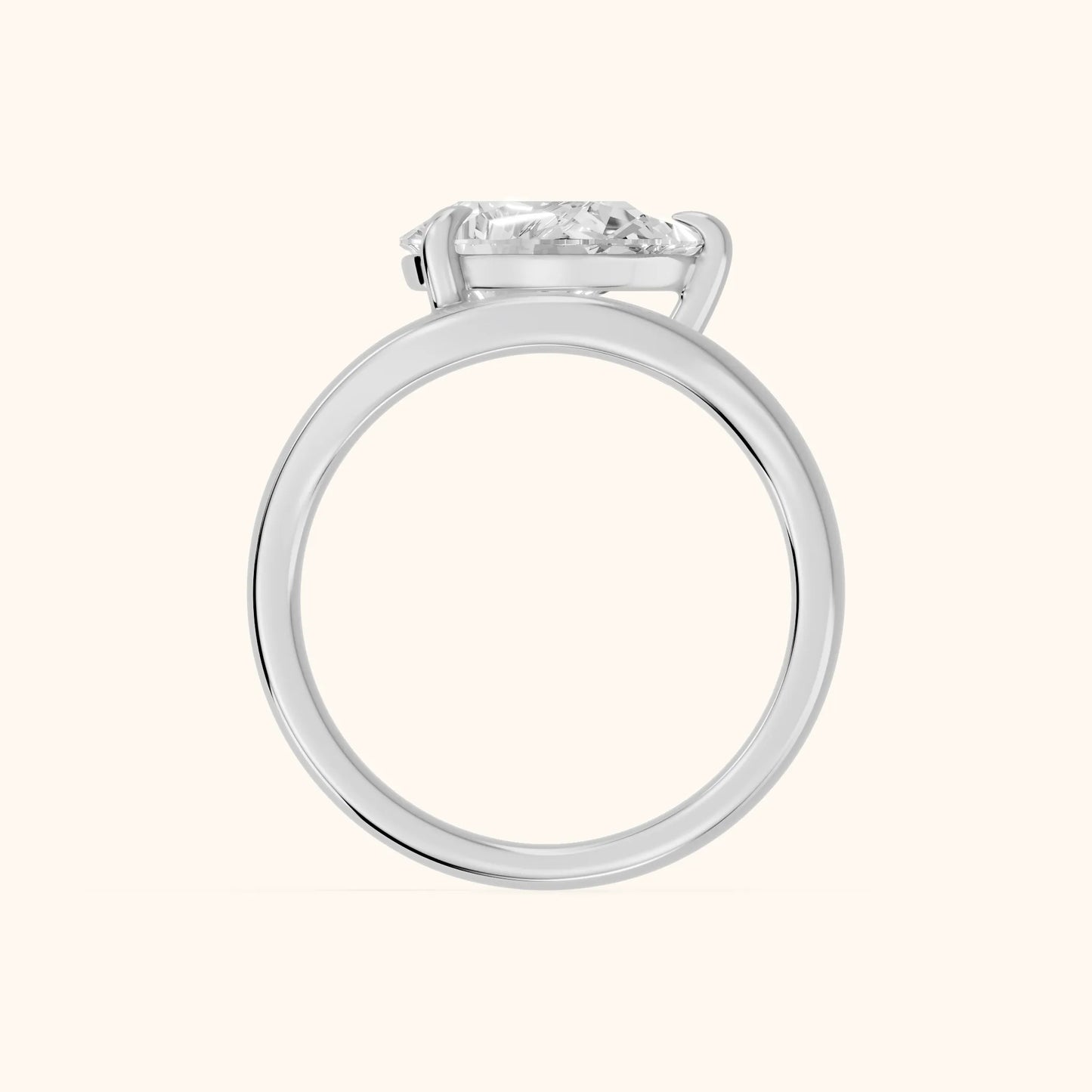 Seraphina Criss Cross Pear Diamond Engagement Ring in White Gold - FingerView