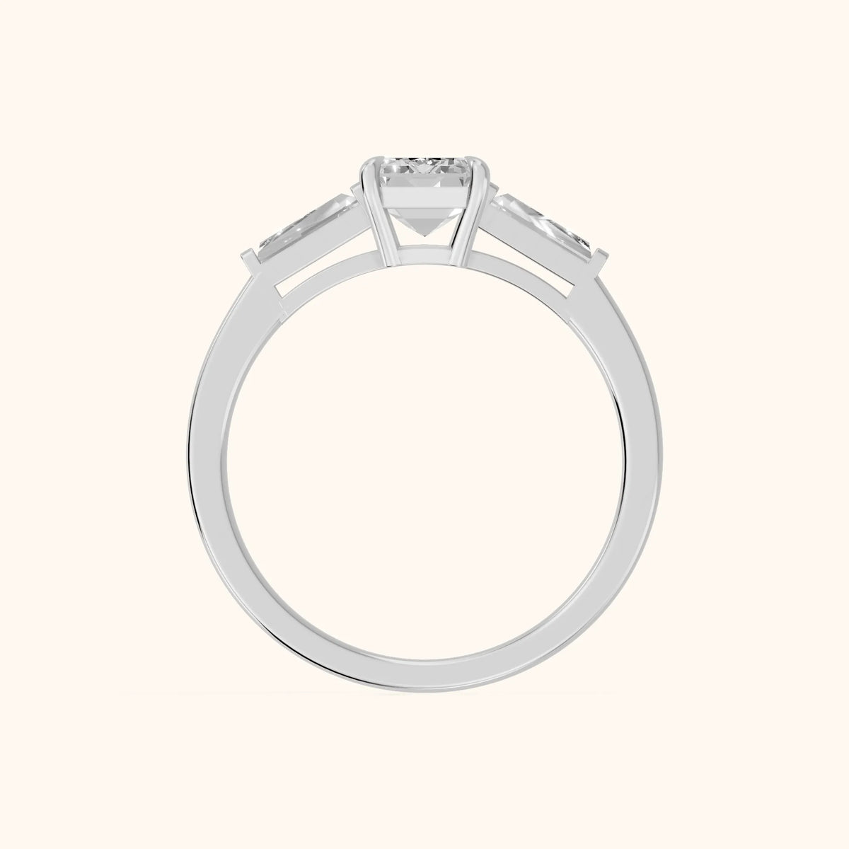 Winnie Three-Stone Emerald Diamond Engagement Ring in White Gold - FingerView.webp