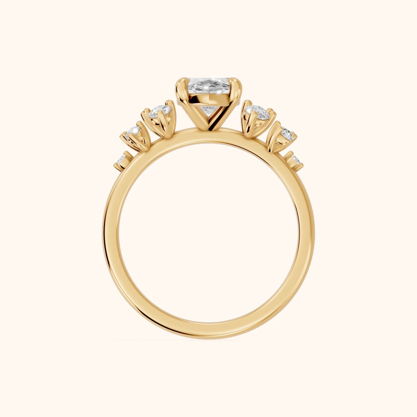Evelina Bloom Marquise Diamond Engagement Ring in Yellow Gold - FingerView