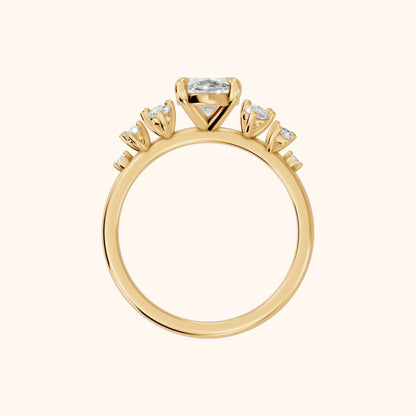 Evelina Bloom Marquise Diamond Engagement Ring in Yellow Gold - FingerView
