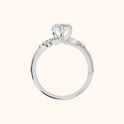 Joanna Milgrain Twist Marquise Diamond Engagement Ring in Silver - FingerView.webp
