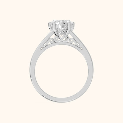 Iris Vintage Heart Diamond Engagement Ring in Platinum - FingerView