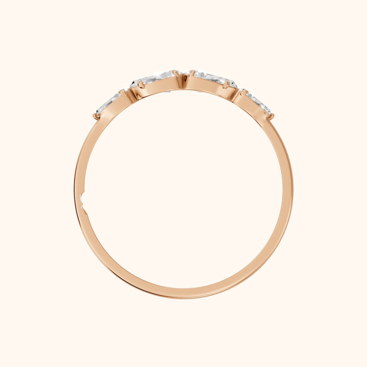Samara Petite Pear Diamond Wedding Band in Rose Gold - FingerView