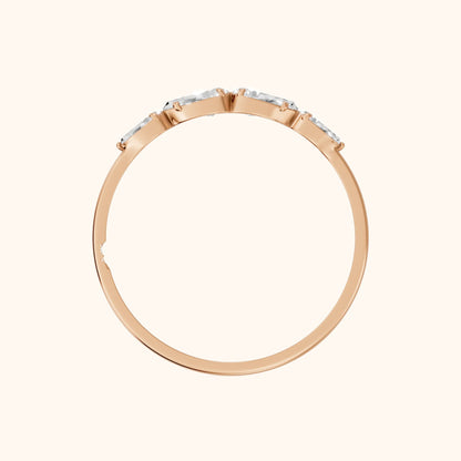 Samara Petite Pear Diamond Wedding Band in Rose Gold - FingerView