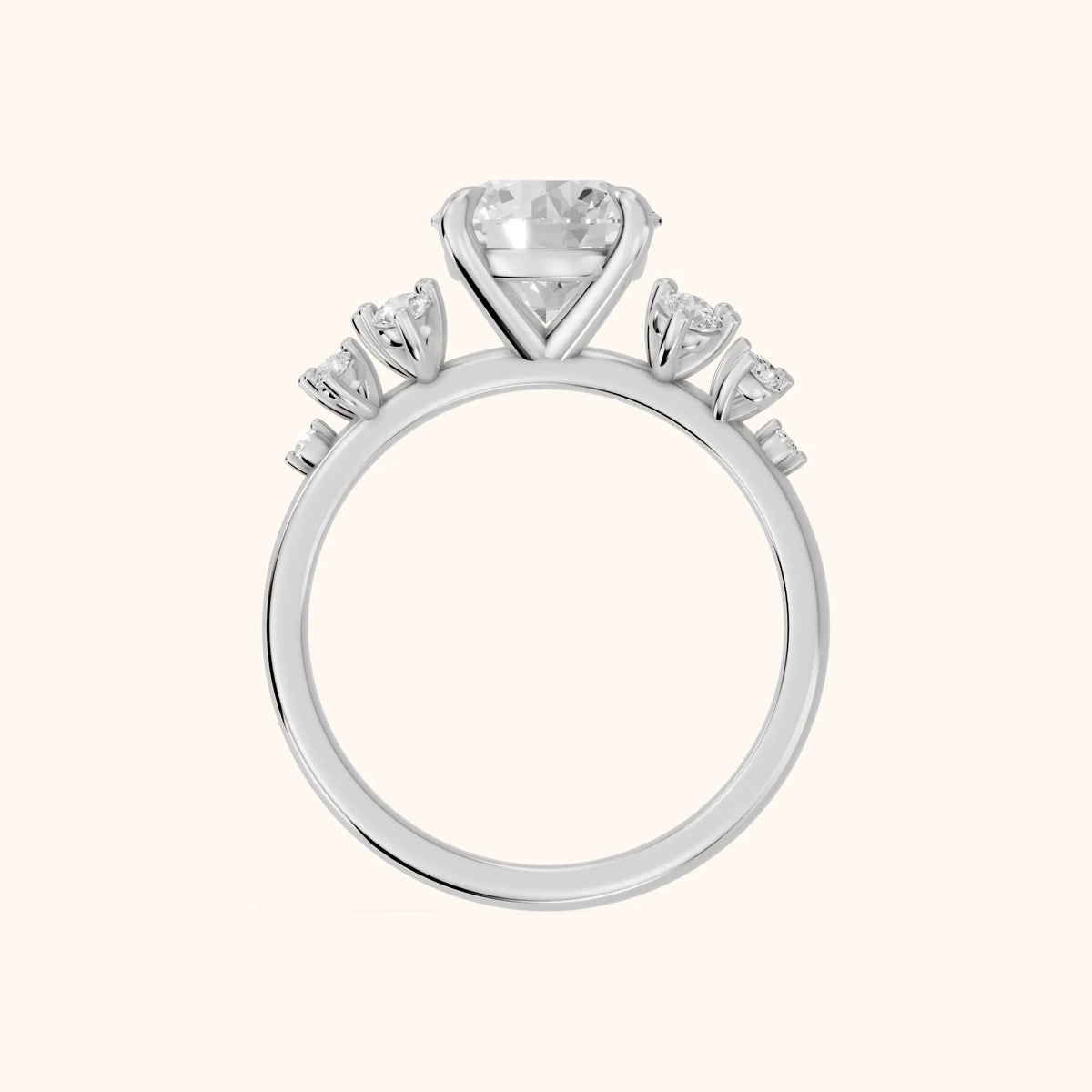 Mirabelle Cluster Round Diamond Engagement Ring in White Gold - FingerView.webp