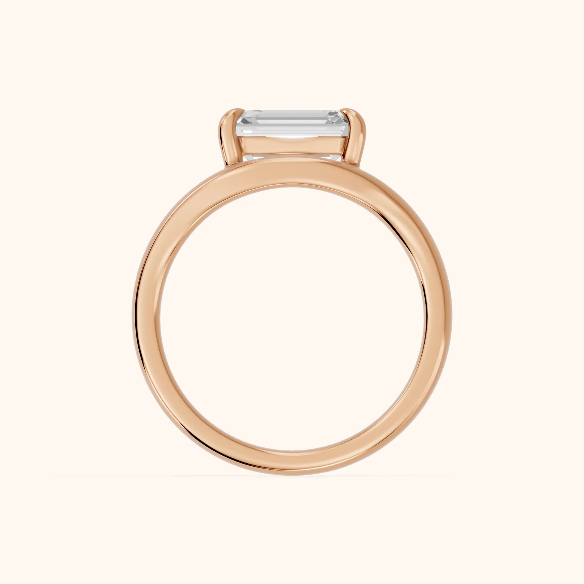 Seraphina Criss Cross Emerald Diamond Engagement Ring in Rose Gold - FingerView