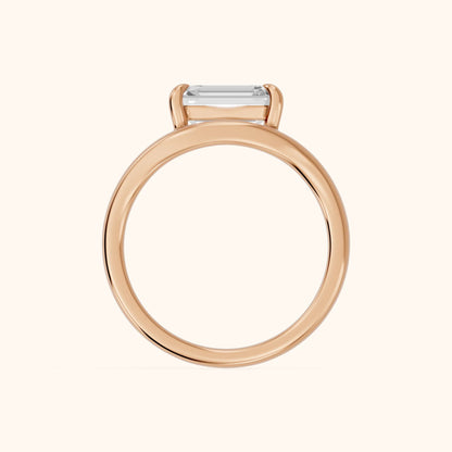 Seraphina Criss Cross Emerald Diamond Engagement Ring in Rose Gold - FingerView