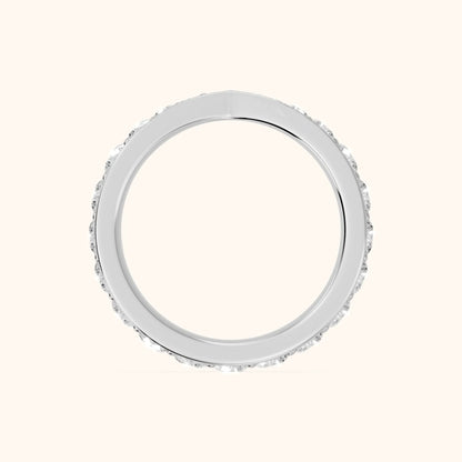 Julia Tapered Riviera Round Diamond Eternity Band in Silver - FingerView
