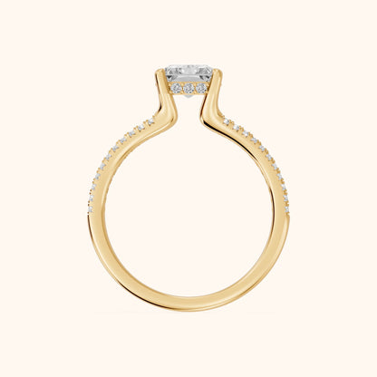 Eternal Embrace Solitaire Radiant Diamond Engagement Ring in Yellow Gold - FingerView
