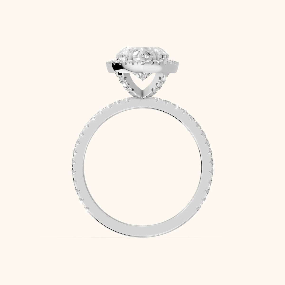 Rosemary Halo Pavé Heart Diamond Engagement Ring in White Gold - FingerView.webp