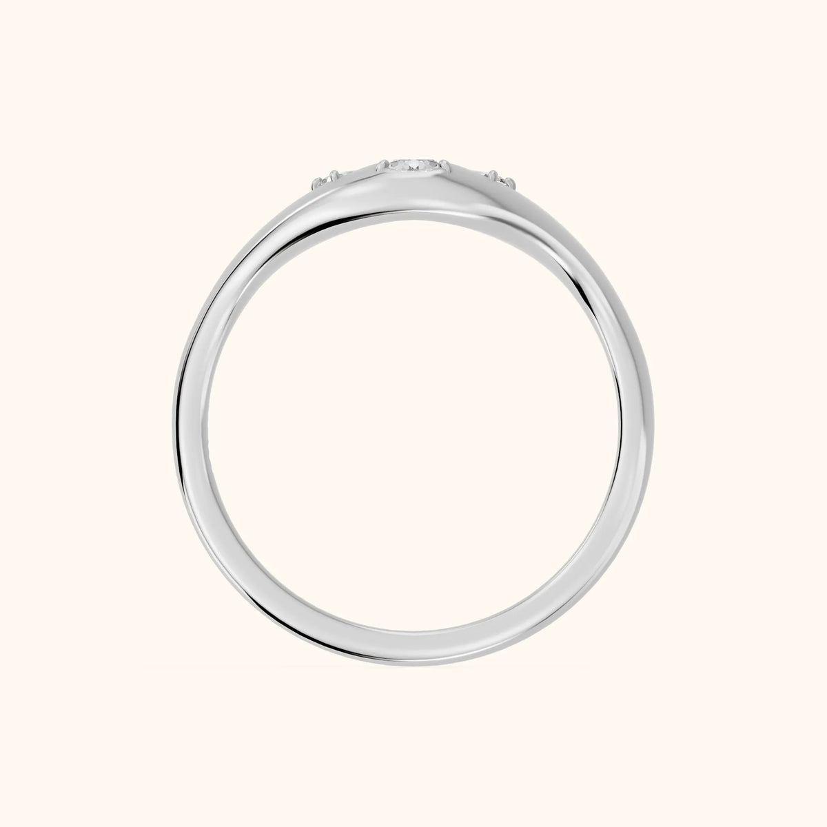Laia Curved Contour Pear Diamond Wedding Band in Silver - FingerView