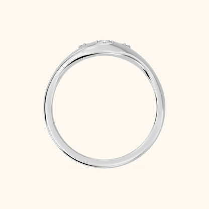 Laia Curved Contour Pear Diamond Wedding Band in Silver - FingerView