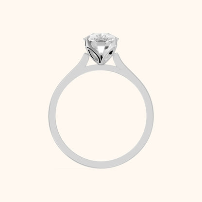 Isabella Bloom Solitaire Cushion Diamond Engagement Ring in Platinum - FingerView