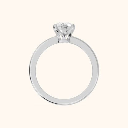 Flora Guardian Solitaire Cushion Diamond Engagement Ring in Silver - FingerView