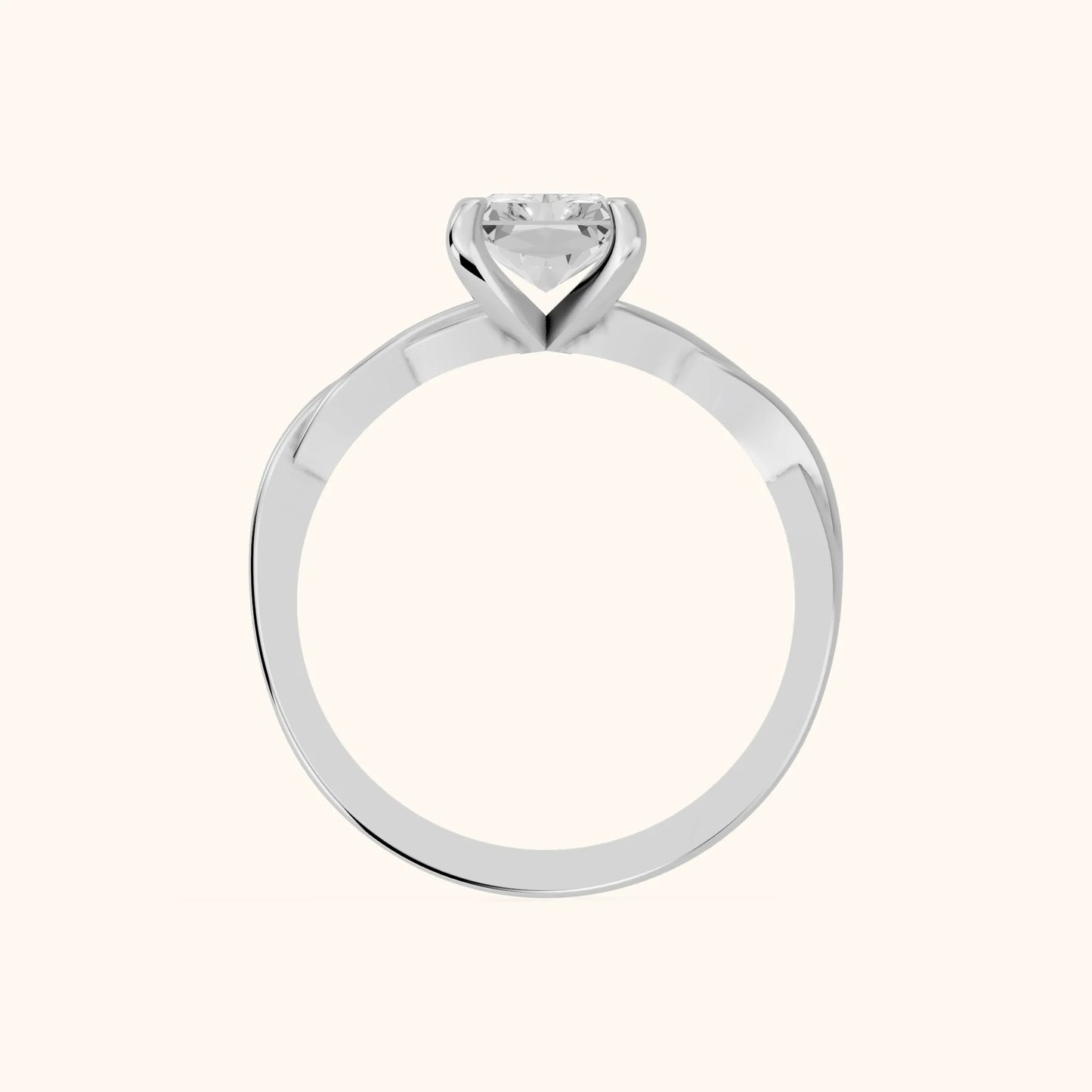 Iris Twist Radiant Diamond Engagement Ring in White Gold - FingerView