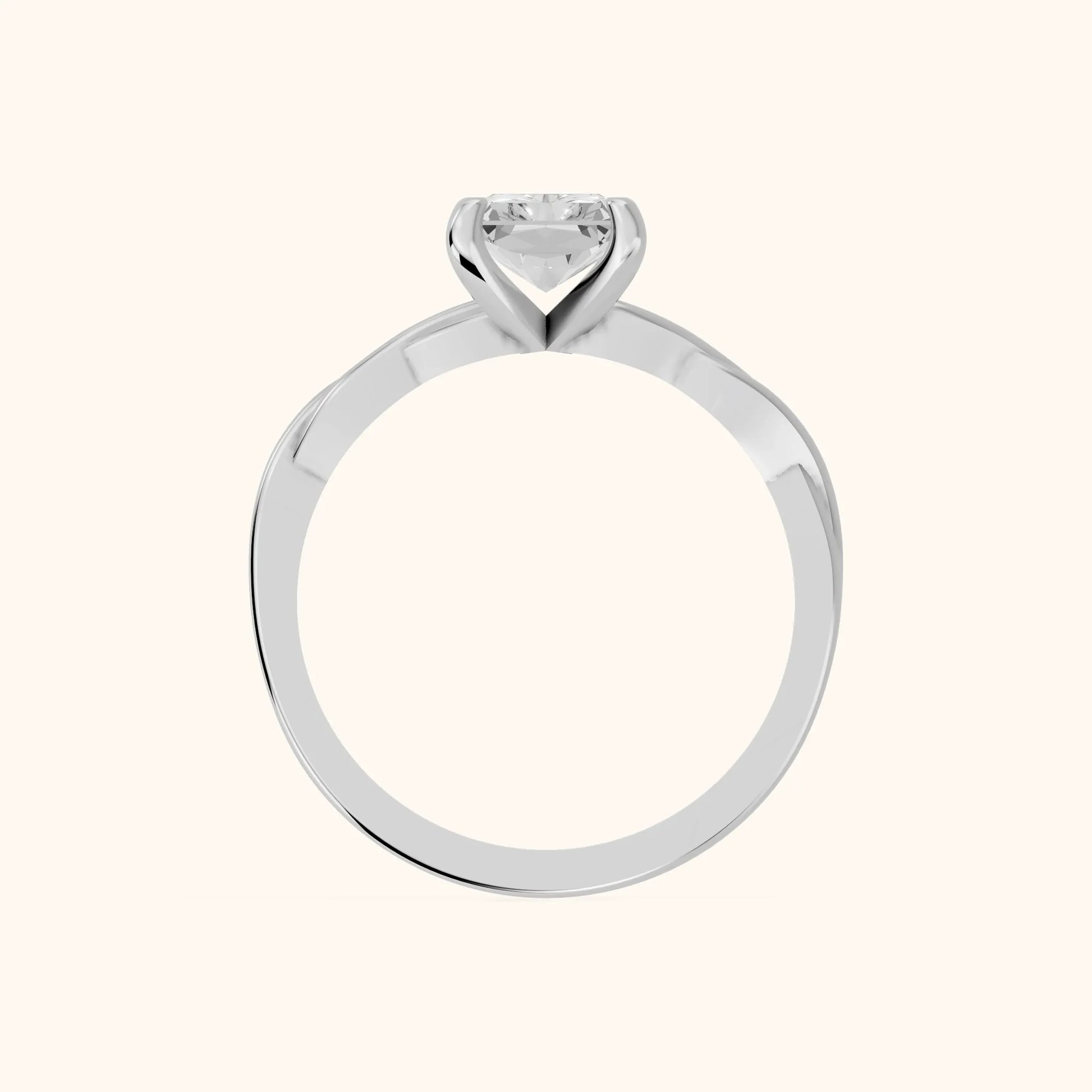 Iris Twist Radiant Diamond Engagement Ring in White Gold - FingerView