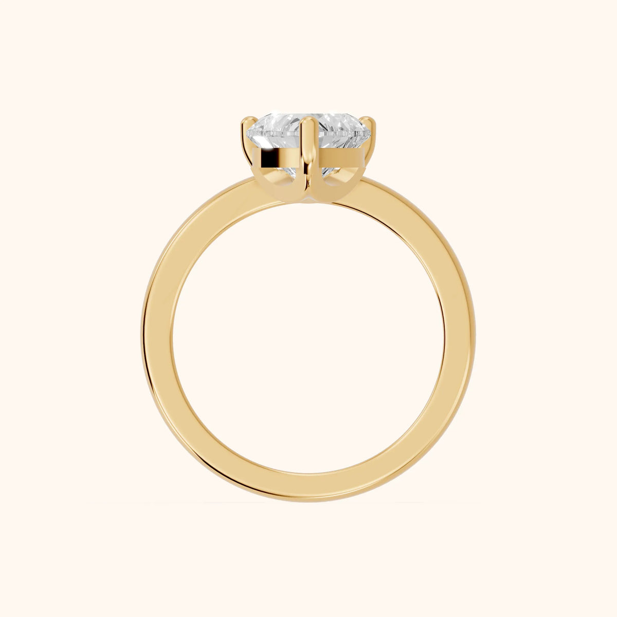 Maisie Four Prong Solitaire Heart Diamond Engagement Ring in Yellow Gold - FingerView.webp