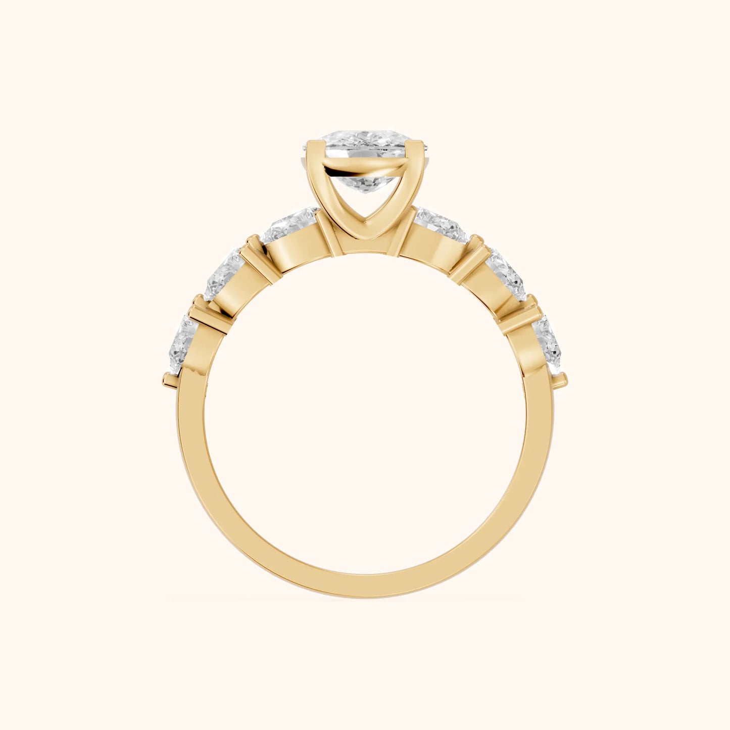 Iris Cushion Diamond Bridal Set in Yellow Gold - FingerView