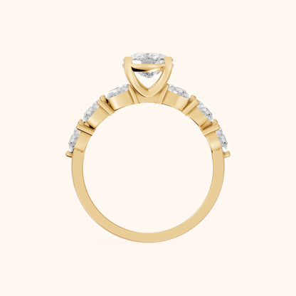 Iris Cushion Diamond Bridal Set in Yellow Gold - FingerView