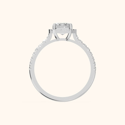 Mabel Halo French Pavé Emerald Diamond Engagement Ring in Silver - FingerView.webp