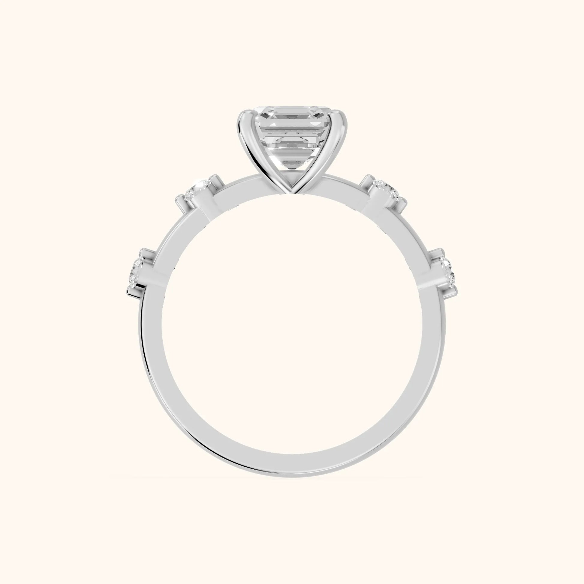 Elena Radiance Solitaire Asscher Diamond Engagement Ring in White Gold - FingerView