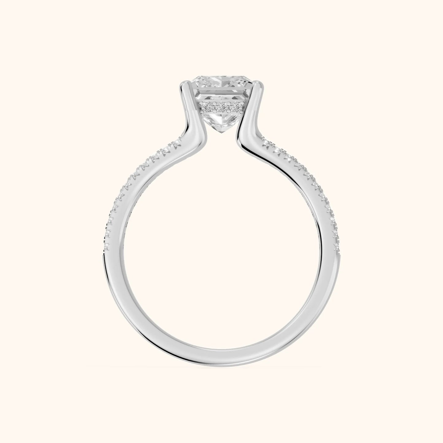 Eternal Embrace Princess Diamond Engagement Ring in Silver - FingerView