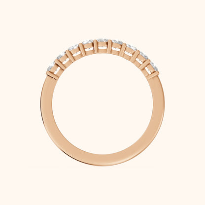 Daniela Shared Prong Round Diamond Half Eternity Band in Rose Gold - FingerView