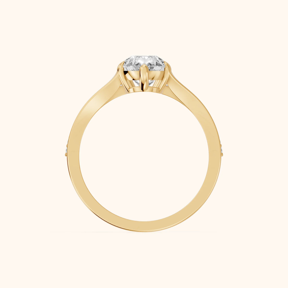 Lucinda Split Shank Pear Diamond Engagement Ring in Yellow Gold - FingerView.webp