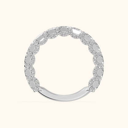 Tia Pavé Emerald Diamond Half Eternity Band in Silver - FingerView