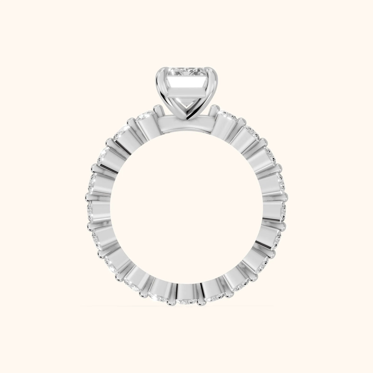 Piper Sidestone Emerald Diamond Engagement Ring in Silver - FingerView.webp