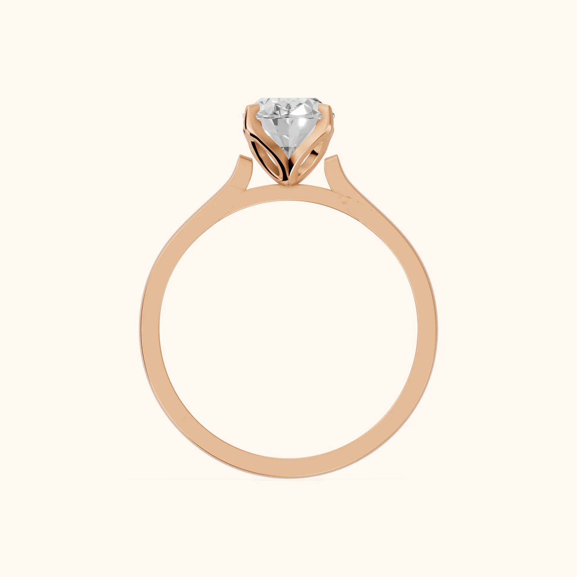 Isabella Bloom Solitaire Oval Diamond Engagement Ring in Rose Gold - FingerView
