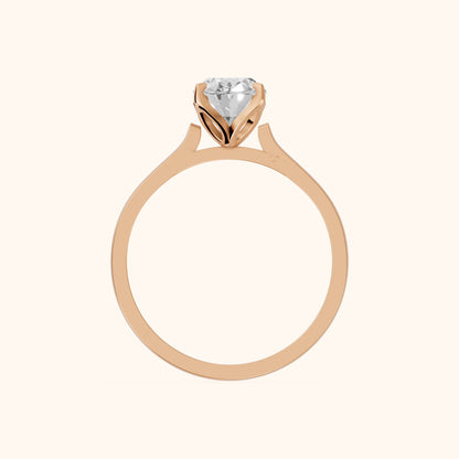 Isabella Bloom Solitaire Oval Diamond Engagement Ring in Rose Gold - FingerView