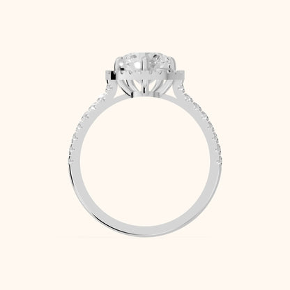 Mabel Halo French Pavé Round Diamond Engagement Ring in White Gold - FingerView.webp