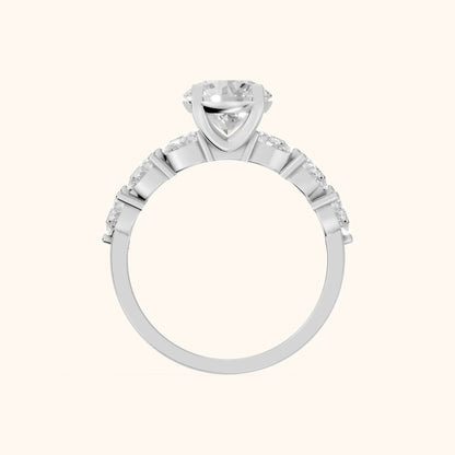 Iris Round Diamond Bridal Set in Platinum - FingerView