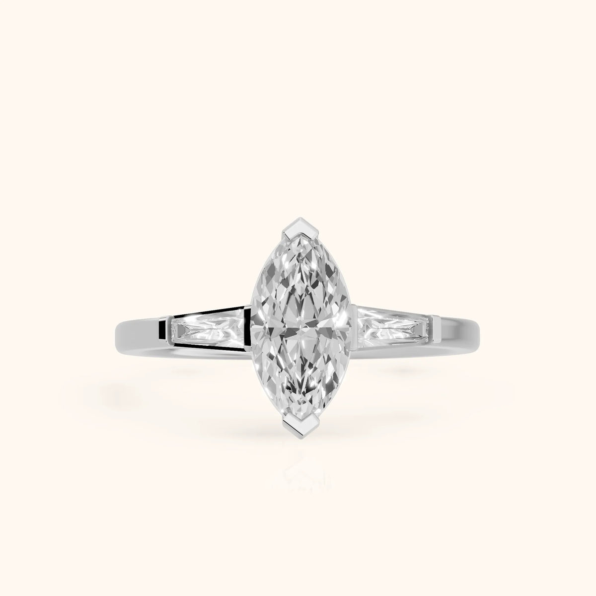 Winnie Three-Stone Marquise Diamond Engagement Ring in Silver - FrontView.webp