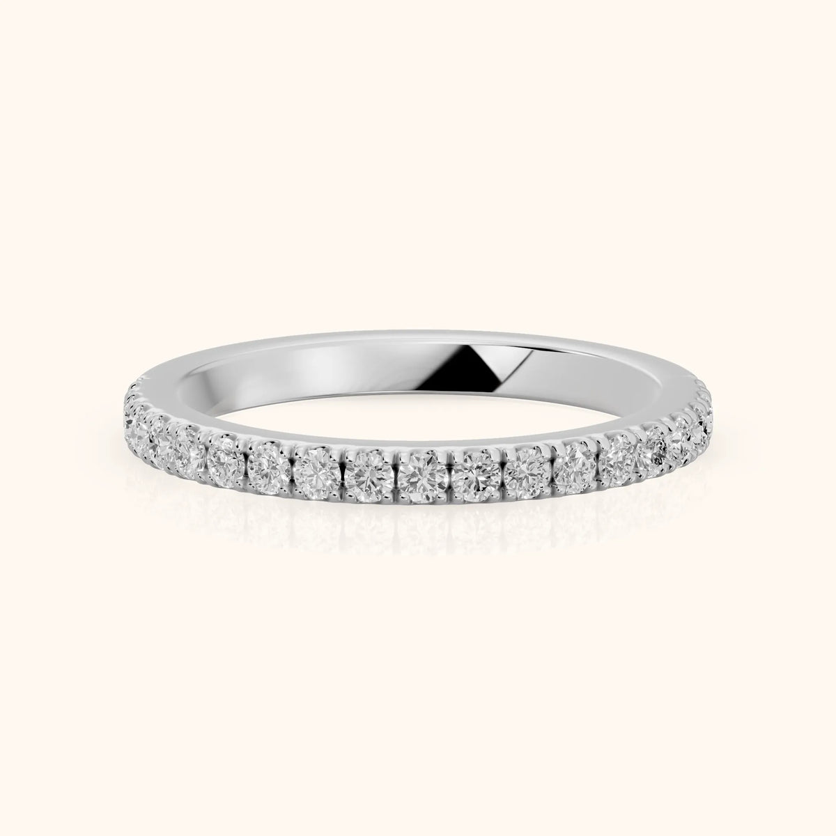 Lisette Pavé Round Diamond Half Eternity Band in Platinum - FrontView