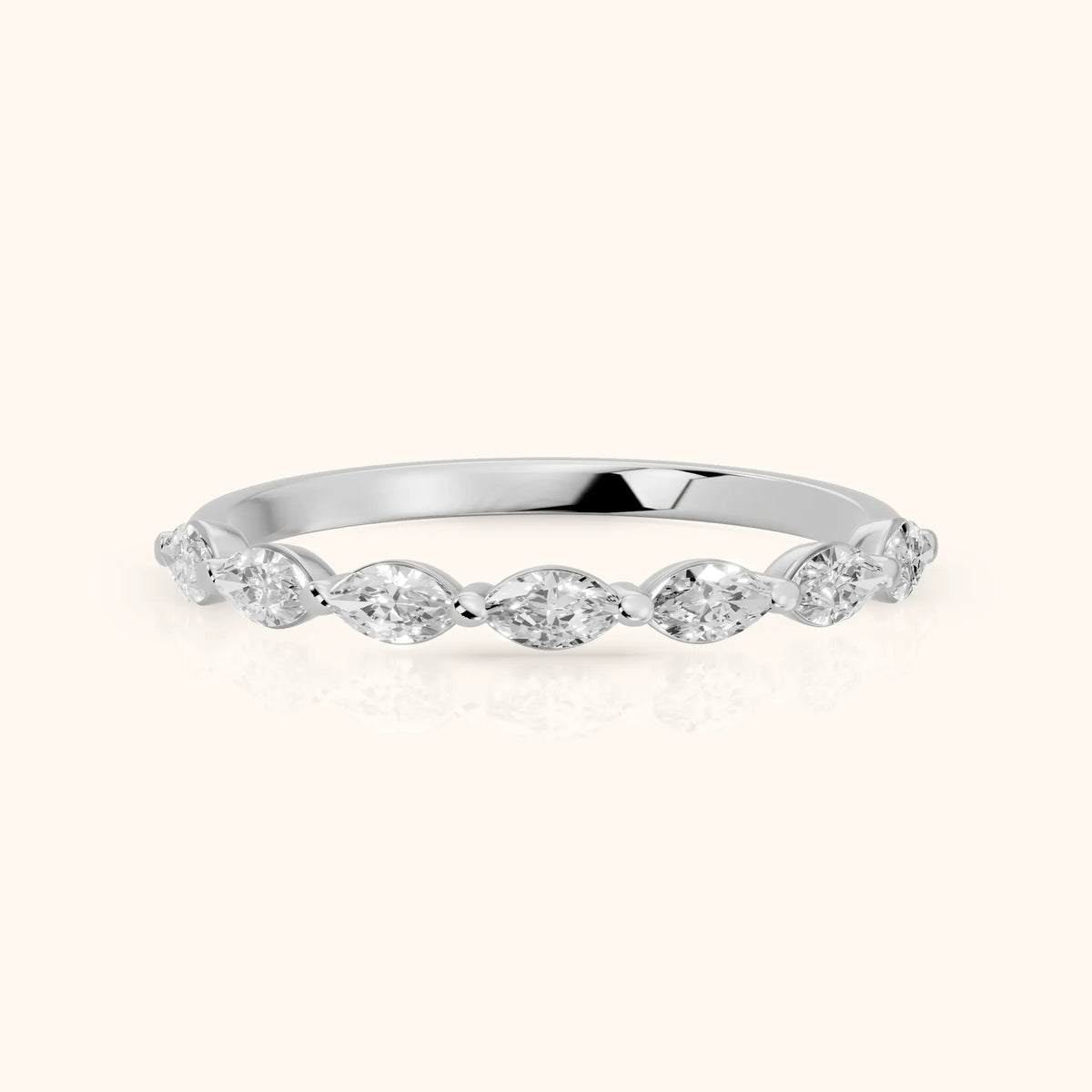 Corina Shared Prong Marquise Diamond Half Eternity Band in Platinum - FrontView