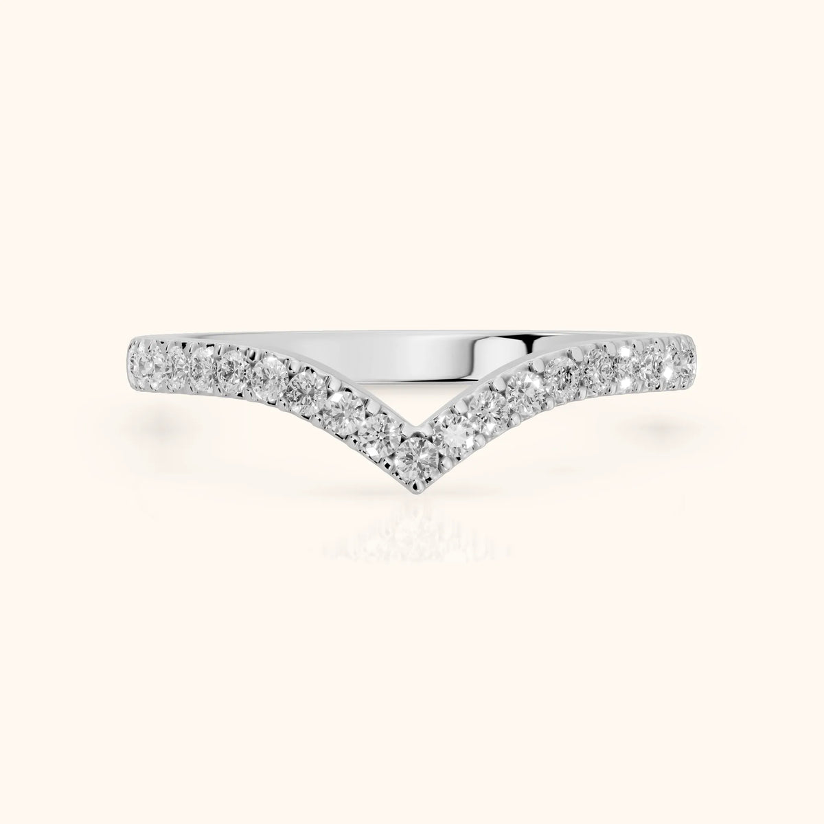 Amelie Curved Pavé Round Diamond Stackable Ring in Silver - FrontView
