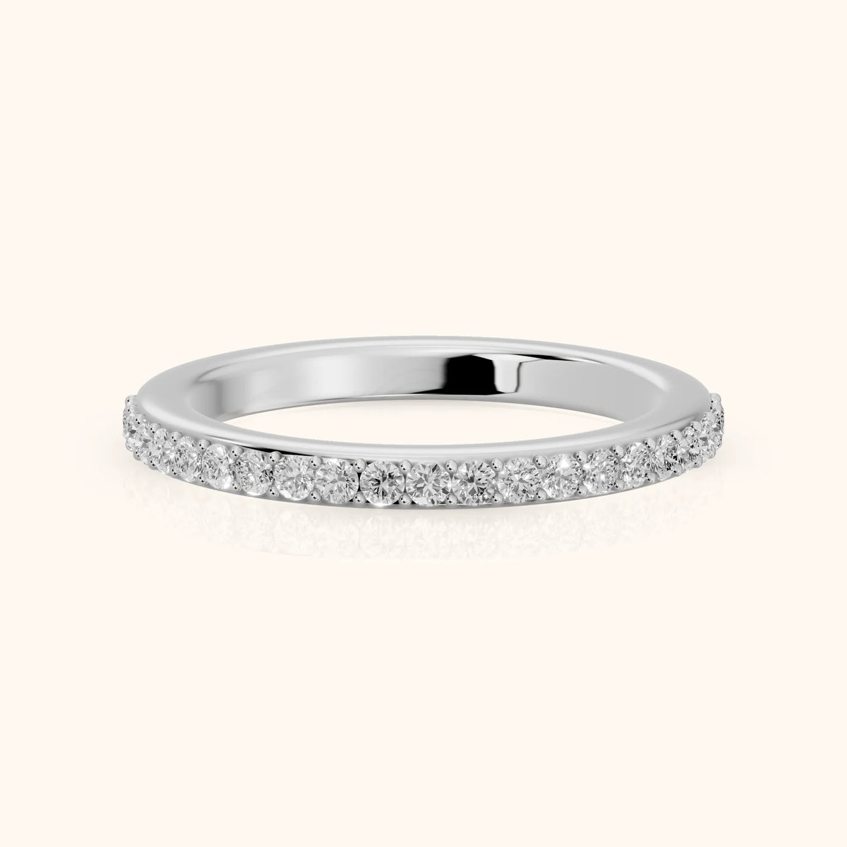 Tamara Micropavé Round Diamond Half Eternity Band in Silver - FrontView